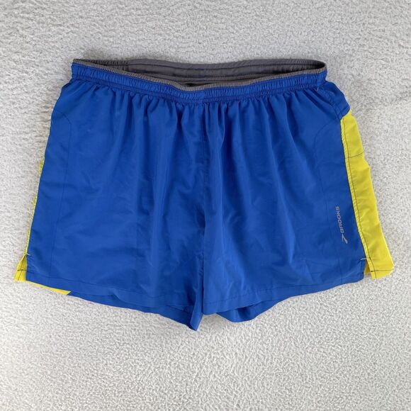 Brooks Equilibrium Shorts Womens Large Blue Running Cycling Back Pocket - Picture 1 of 14